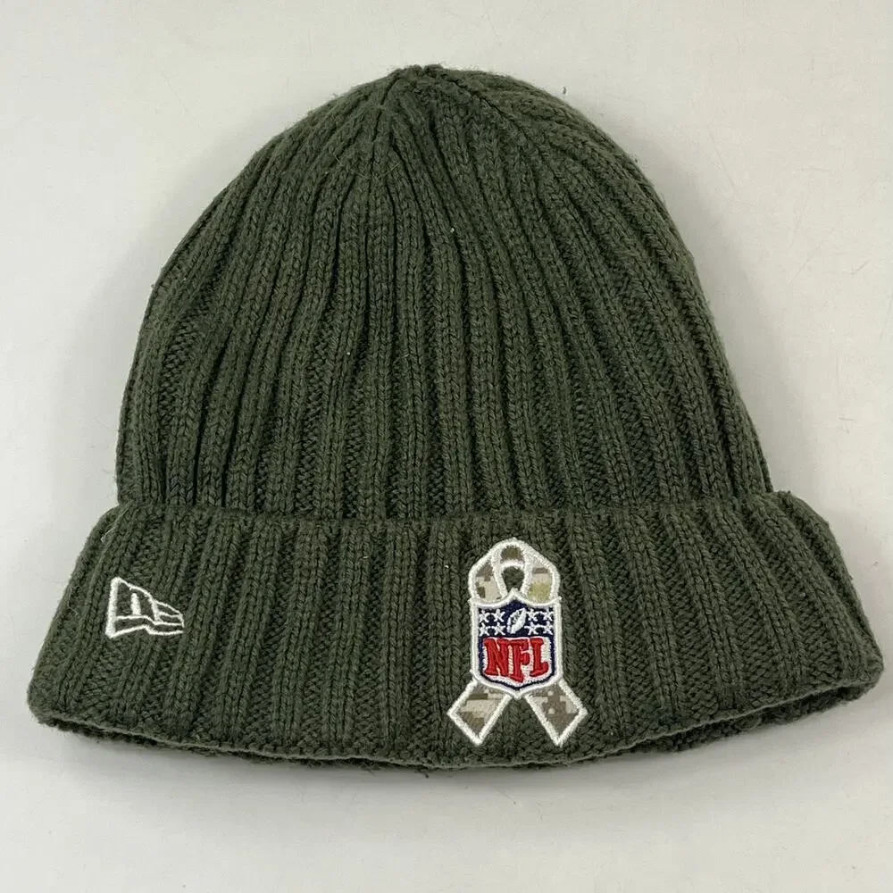 New England Patriots New Era Youth Beanie NFL Salute To Service Green Knit Cap